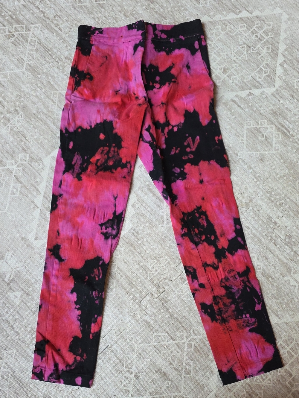 Sun Becomes Her Pink and Black Tie-Dye pants